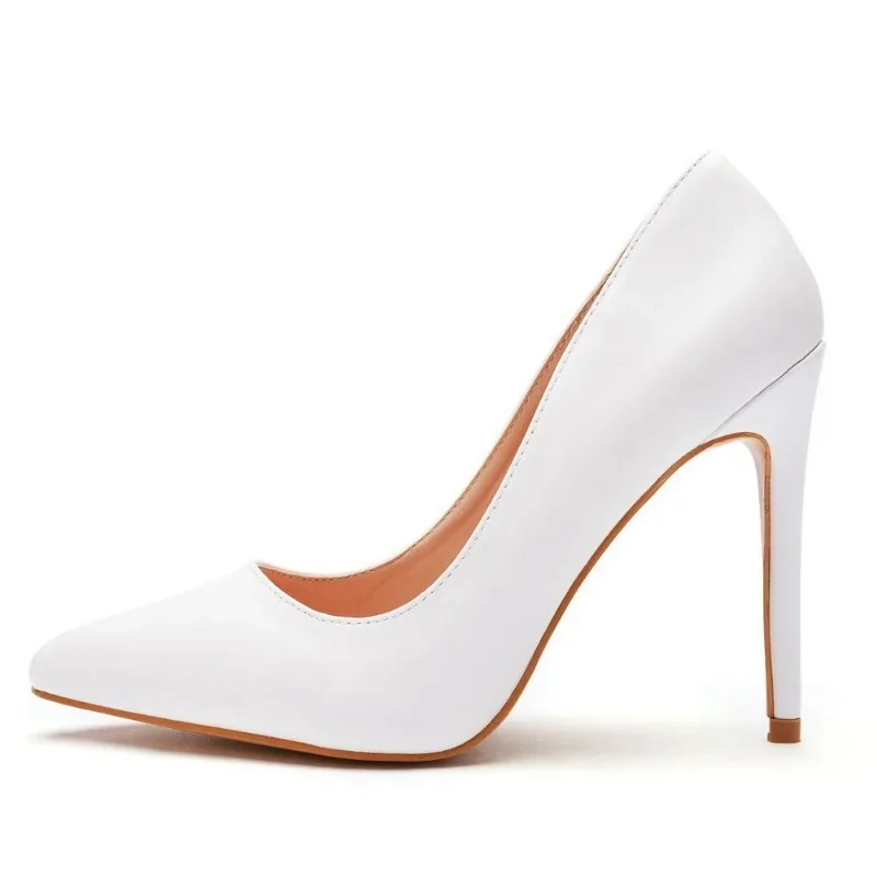 Décolleté donna ufficio punta a punta moda Slip-On PU 11CM tacchi sottili sandali eleganti stile coreano scarpe da festa donna Stiletto bianco