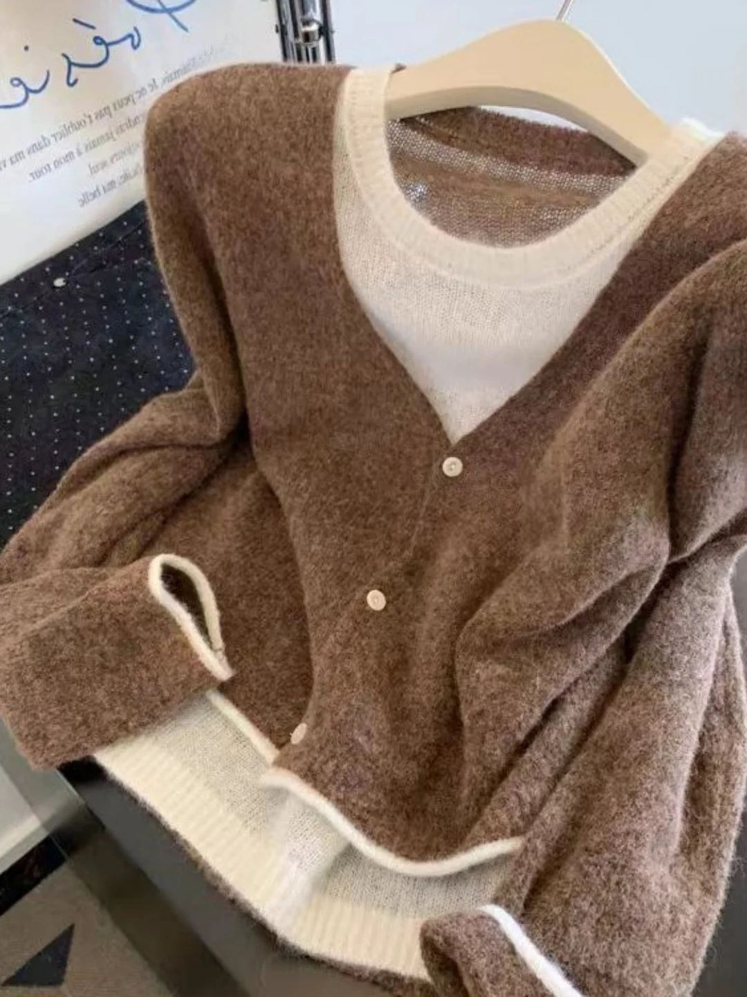 

Корейский Sle Color Blo Long Sve круглый вязаный свитер женский свободный утягивающий топ осень-зима Новое поступление