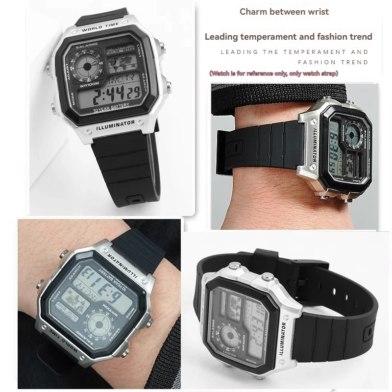 ل كاسيو 3229 AE1200 AE-1200 AE-1200WH AE-1300 W-216H A158W A169 الراتنج سيليكون المطاط حزام ساعة معصمه مقاوم للماء 18 مللي متر