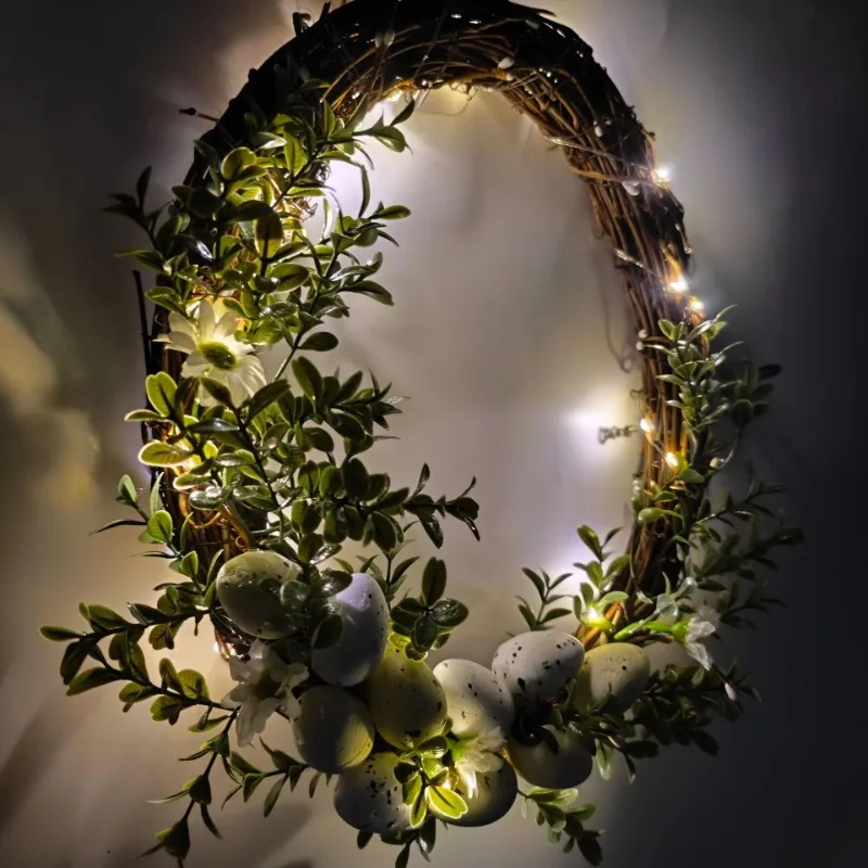 Easter Wreath Simulation Egg Wreath Spring Simulation Flower Wreath Door Hanging Decoration
