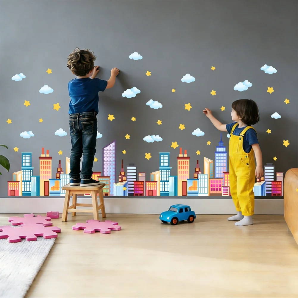 Easy Apply Wall Decals Cloud Star Wall Sticker Cartoon Wall Decal Colorful Home Decoration Ideas Home Decoration