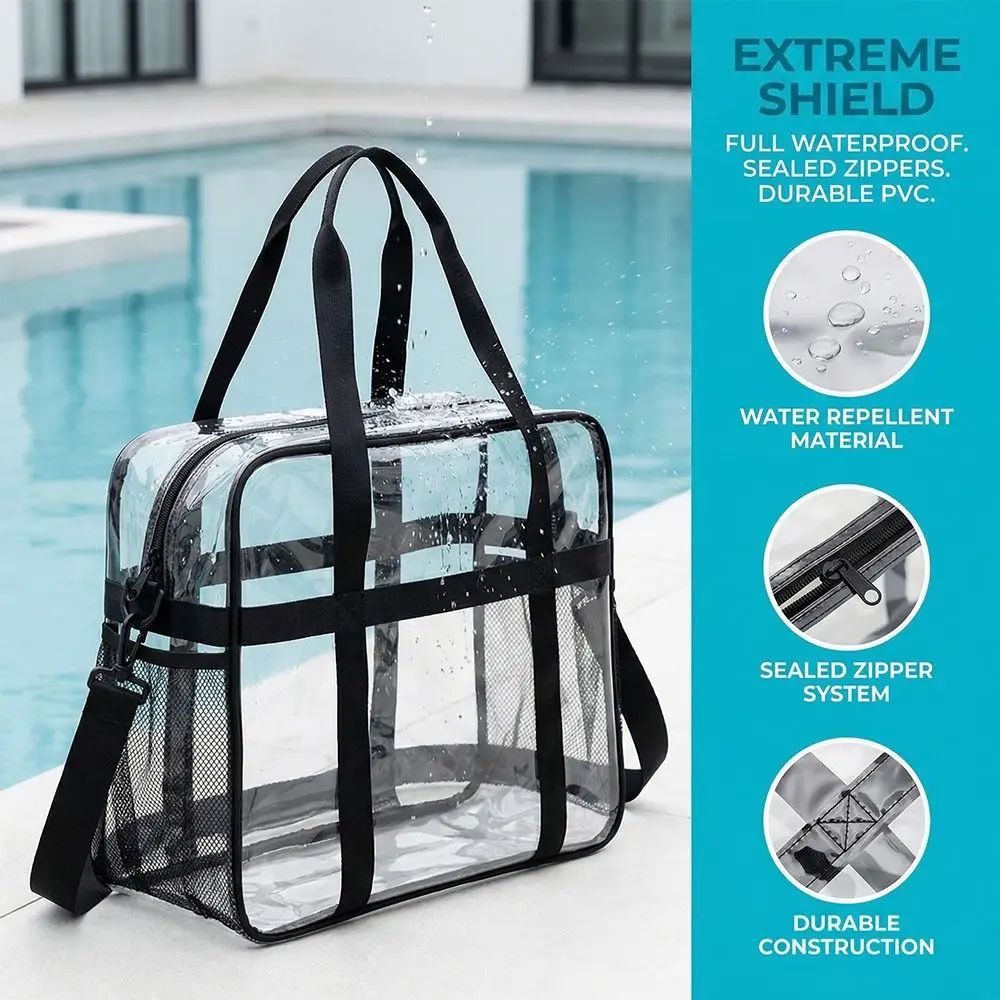 Large Capacity Transparent Crossbody Bag PVC Material Portable Toiletries Handbag Lightweight Waterproof Washing Storage Bag
