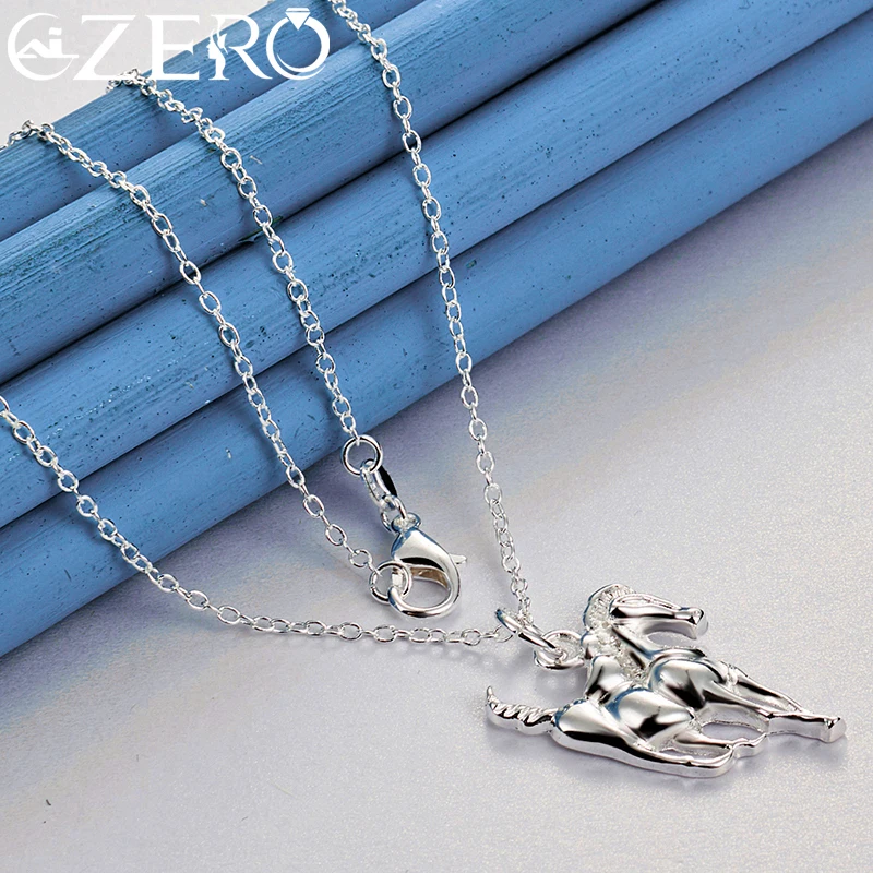 ALIZERO 925 Sterling Silver Horse Pendant Necklace 16-30 Inch Chain For Man Woman Fashion Charm Wedding Party Jewelry Gifts