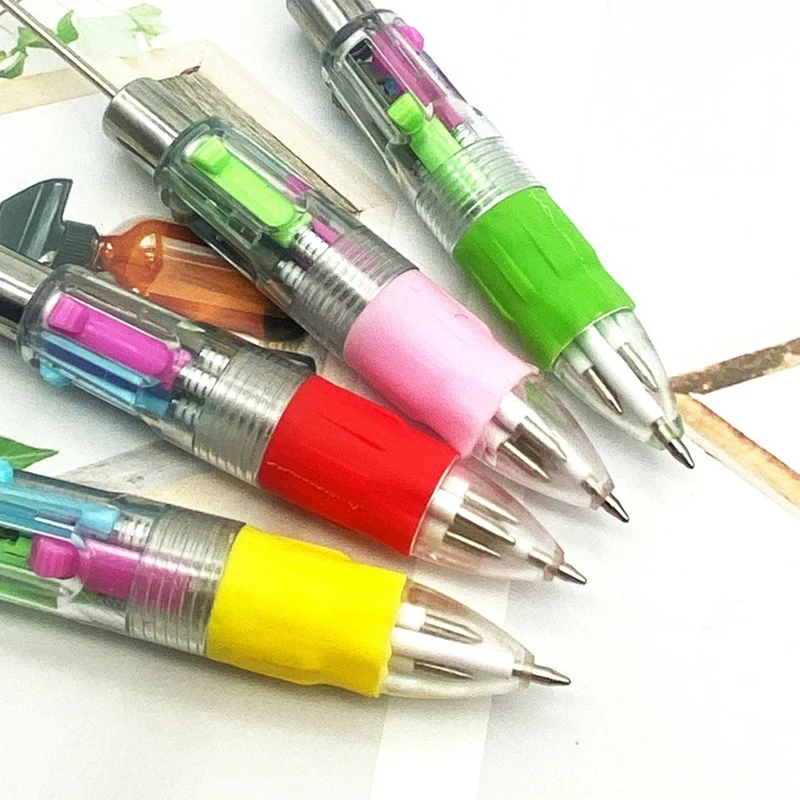 20Pcs 4-Color Refill Beaded Ballpoint Pen DIY Beadable Pens Student Stationery Plastic Gift Pen School Office Pen