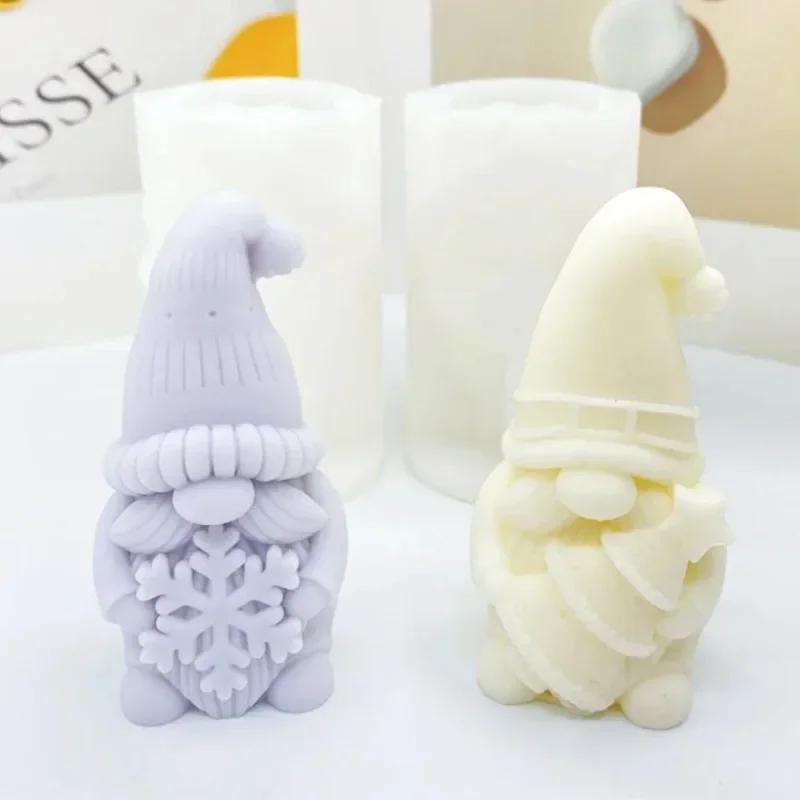 جديد قزم المعانقة ندفة الثلج شجرة عيد الميلاد شمعة قالب من السيليكون ثلاثية الأبعاد سانتا كرافت الجص الصابون الراتنج قالب حفلة عيد الميلاد هدية #3