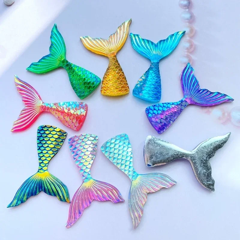 5pcs/set DIY Resin Plated Bottom AB Mermaid Tail Earrings Necklace Bracelet Clothes Decoration Accessories