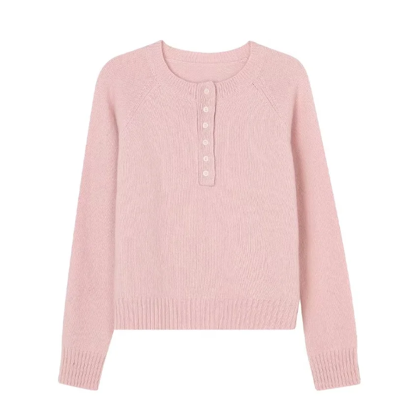 

Pure Wool Sweater Half Button Henley Neck Jumper S