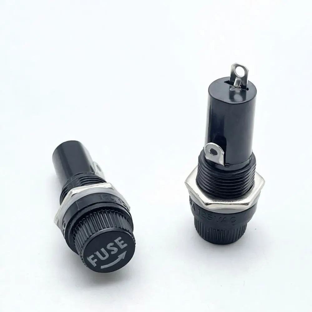 Black Fuse Holder For 5x20mm 6x30mm Glass Fuse Panel Mount Chassis Base 12mm Hole Electrical Overcurrent Protection Accessory