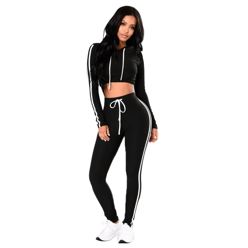 Women 2 Piece Activewear Yoga Set Long Sleeve Crop Tops High Waist Leggings Elastic Workout Push Up Outfits Ropa Deportiva Mujer