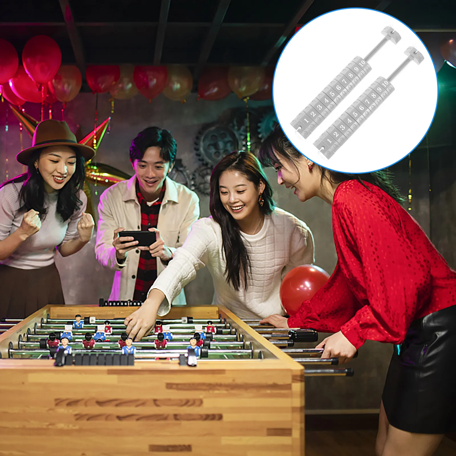 

2 шт. квадратных счетчиков очков для настольного футбола, портативное устройство для подсчета очков, износостойкие счетчики для настольных футбольных матчей