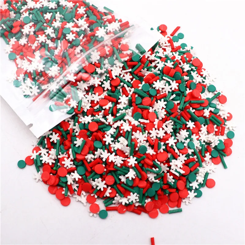 50g Mixed Christmas Snowman Santa Polymer Clay Slices Sprinkles DIY Xmas Cards Accessories Slime Filling Nail Art Decorations