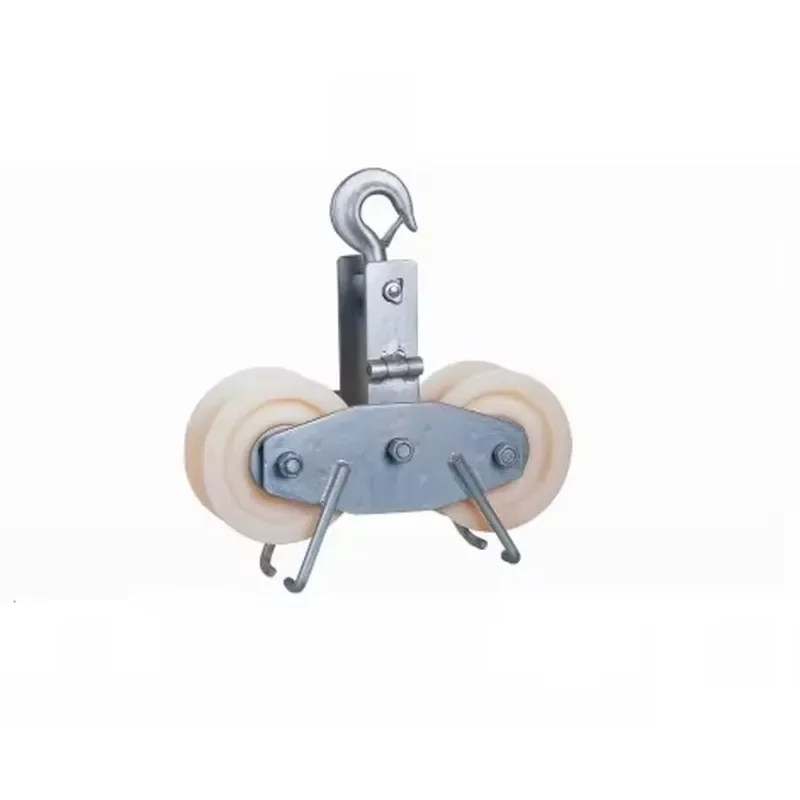 High Quality Double Sheave Stringing Block Conductor Pulley Double Wheel Durable Alloy Nylon Material OEM Wire Rope Pulley