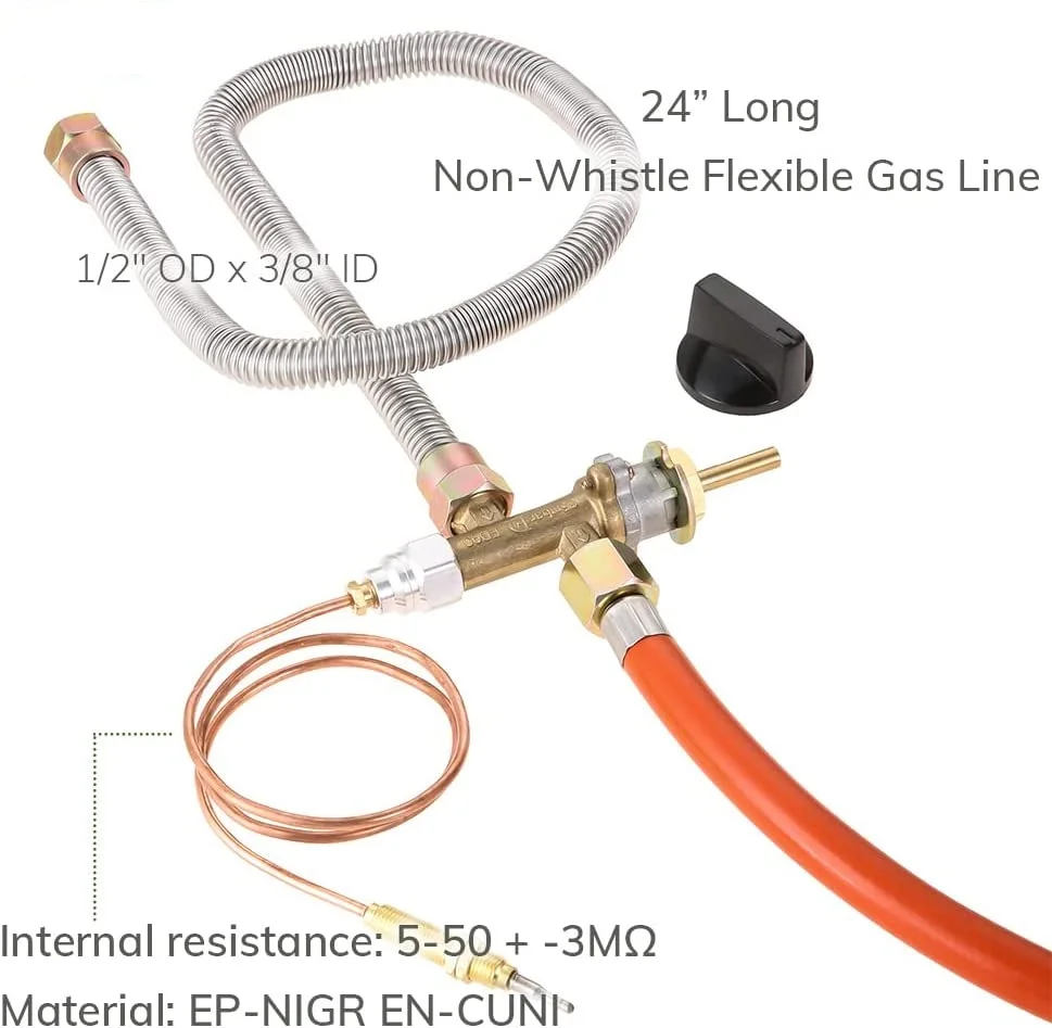 Газовая горелка для гриля, барбекю, патио, газовая горелка в сборе, комплект регулятора, шланг 1,5 м, 0,6 м, тихий сильфонный предохранительный клапан, термопара