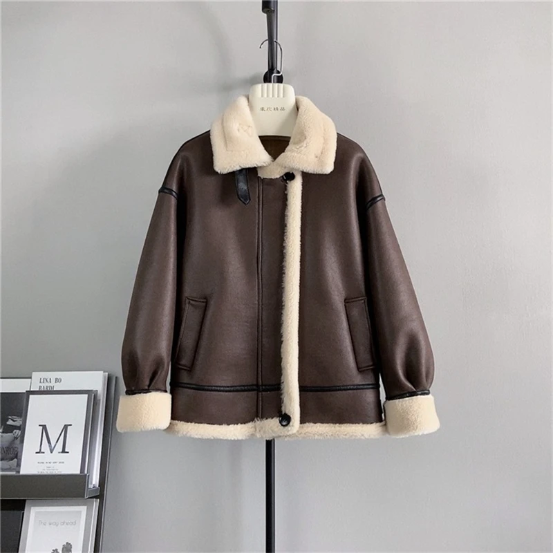 2024 Winter New Retro Thickened Wool Fur Coat Female Leisure Warm Windproof Stand Collar Short Jacket PT491