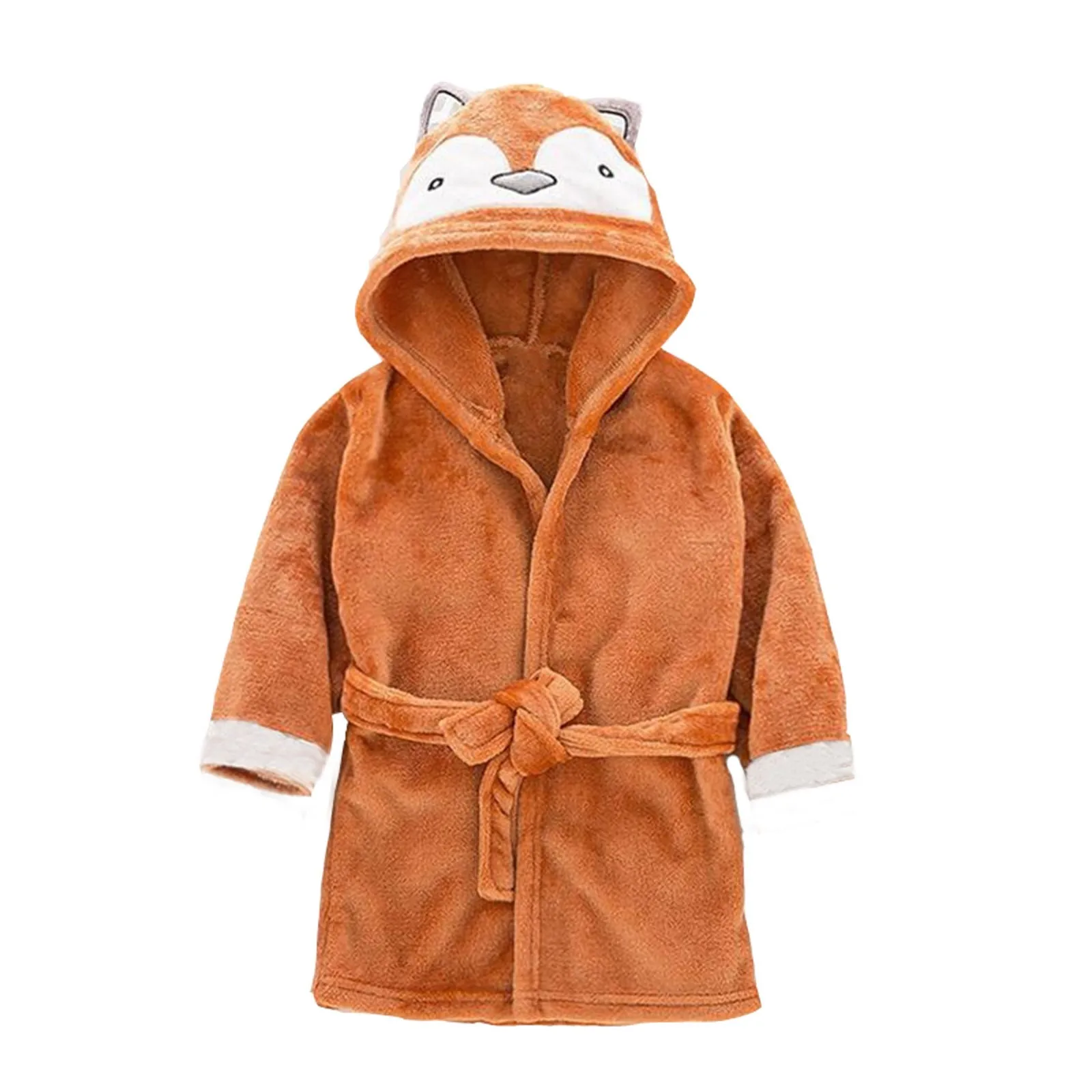 New Autumn Winter Kids Hooded Bathrobe Baby Bath Robes Baby Boys Girls Cartoon Animal Flannel Pajamas Long Sleeve Towel Robe