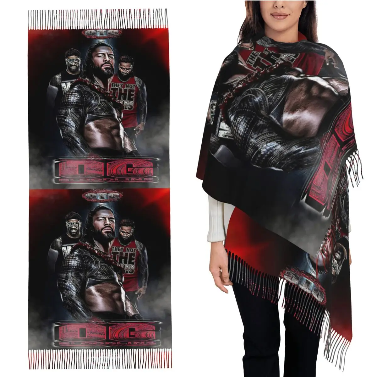 

Wrestler Roman Reigns Wrestling Scarf Tassel Scarves for Women Soft Warm Shawls and Wraps Large Fall Winter Shawl Wrap
