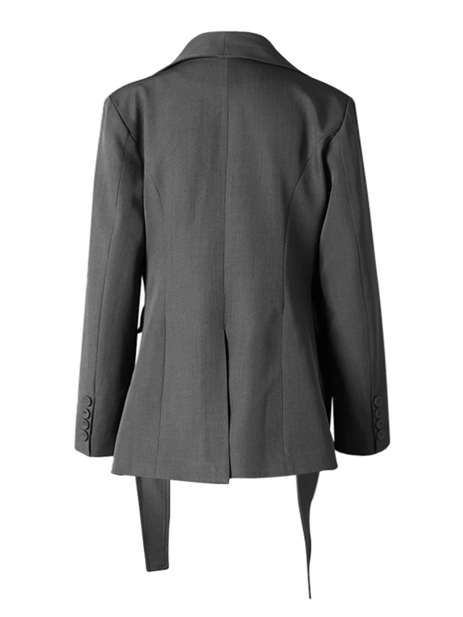 TWOTWINSTYLE Solid Spliced Pocket Slimming Blazer For Women Notched Collar Long Sleeve Patchwork Button Designer Coat Female New