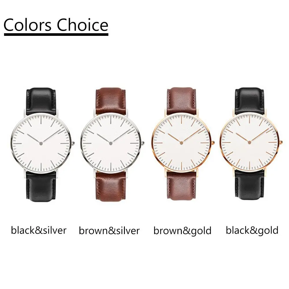 Fashion Casual Designer Simple Leather Quartz Watch Wristwatch Watchband