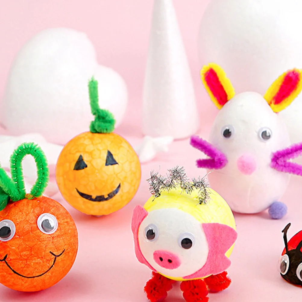 Zestaw 100 szt. kulek piankowych 3 cm, okrągłe ozdoby do rękodzieła DIY, materiały do tworzenia, zabawki dla dzieci, lekkie, wielokrotnego użytku.