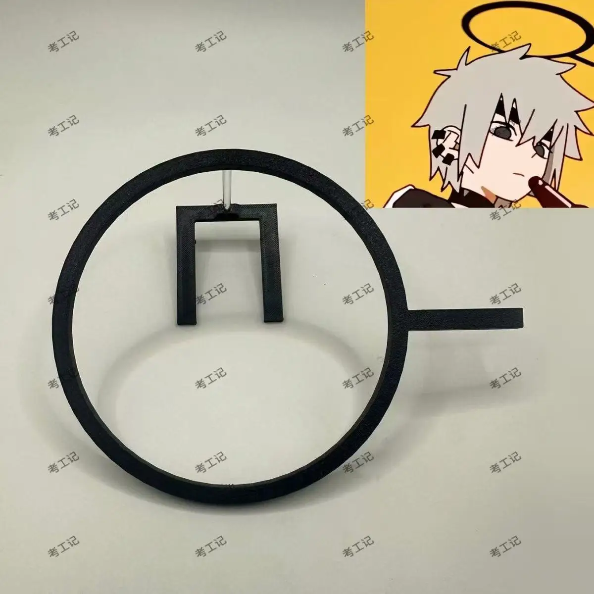 Jun Zhong Cosplay Props Headwear Halo Anime 3D Printed Black Games False Qian Halo For Halloween Carnival Role Play Props
