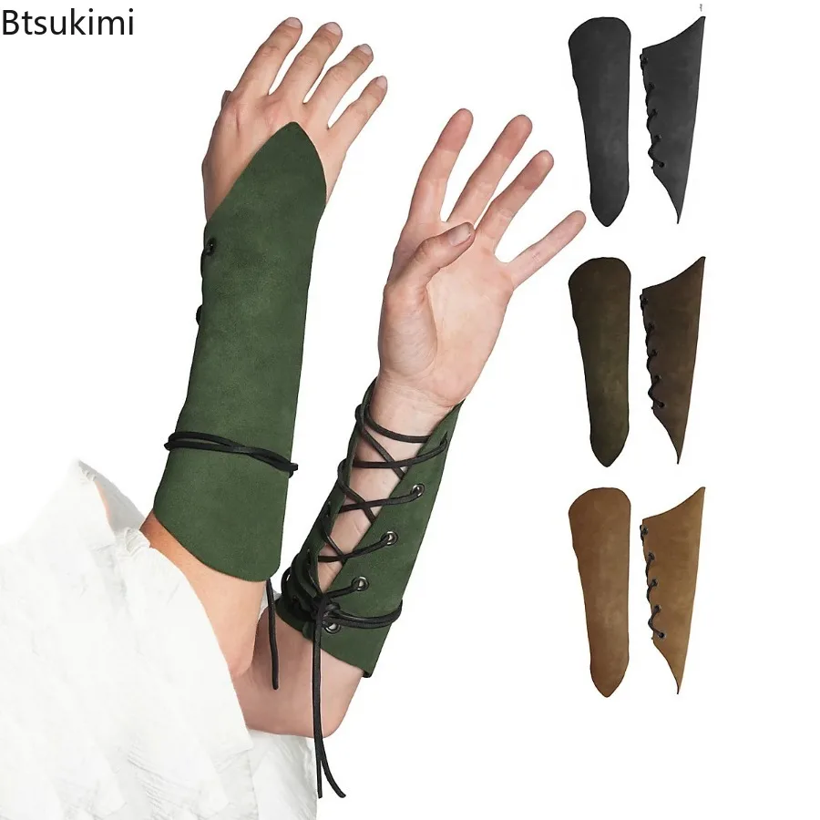 

Viking Gauntlet Wristband Costume for Men Retro Medieval Renaissance Women Halfcuff Wide Cuffs Gloves Wrist for Outdoor Party