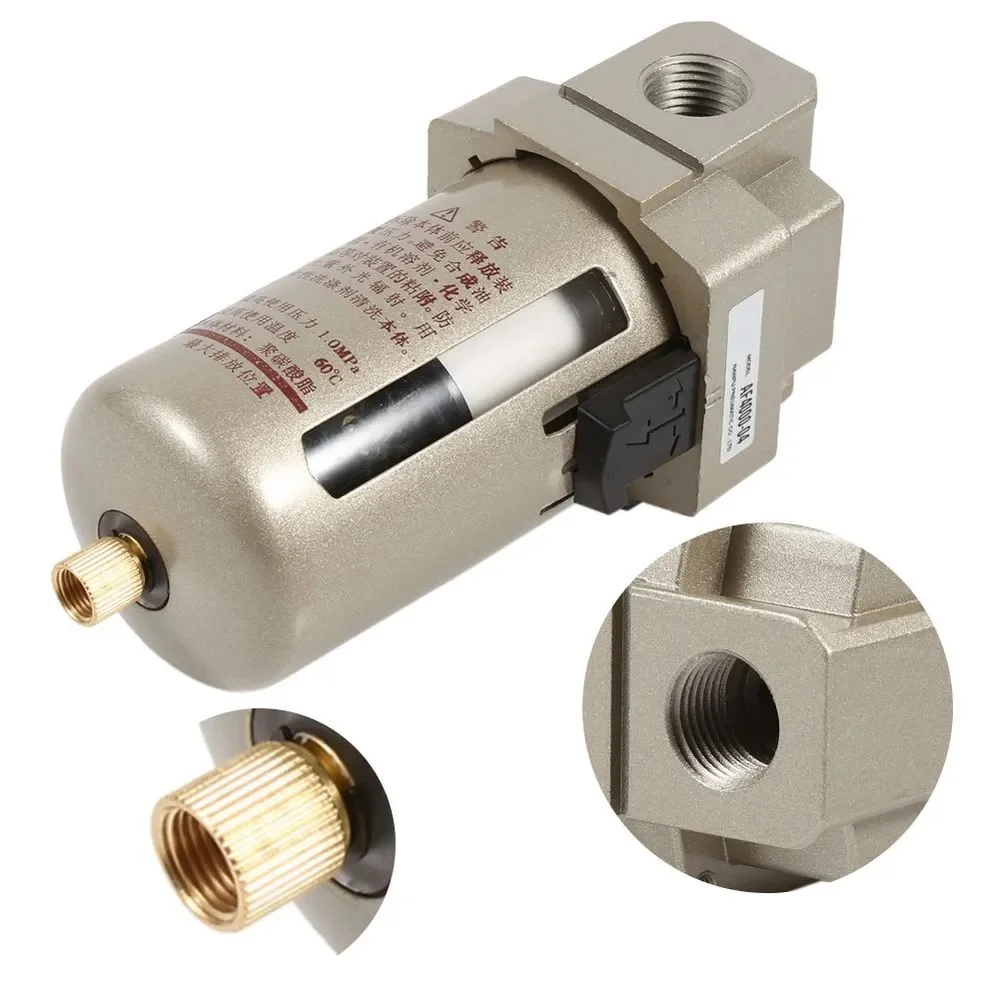 AF4000-04 G1/2 AF4000-06 G3/4 Air source processor Copper filter Air pump filter Oil and water separator With brass bullet guard