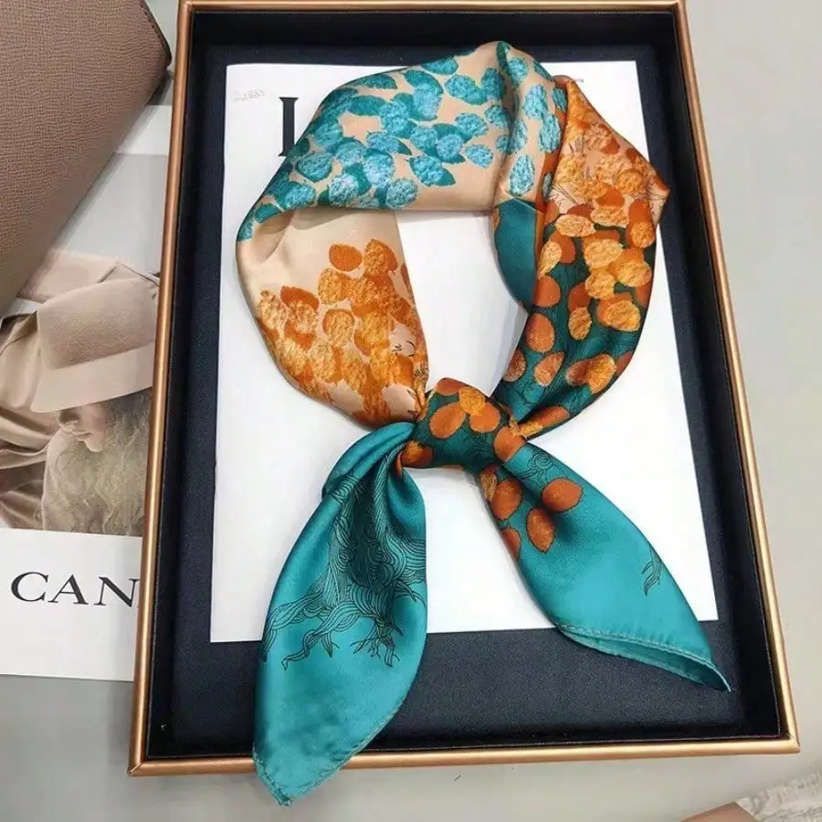 

1PC Women 70x70cm Faux Silk Square Scarf Summer Lightweight Soft Neck Hair Bandana For Daily Office Party Gift