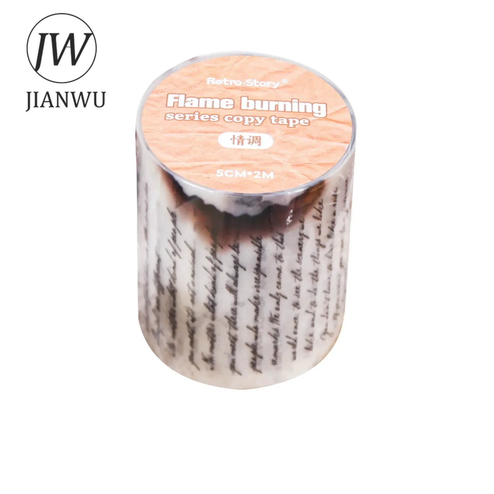 JIANWU 50mm*200cm Burn Series Vintage English Text Material Collage Landscaping Tape Creative DIY Journal Stationery