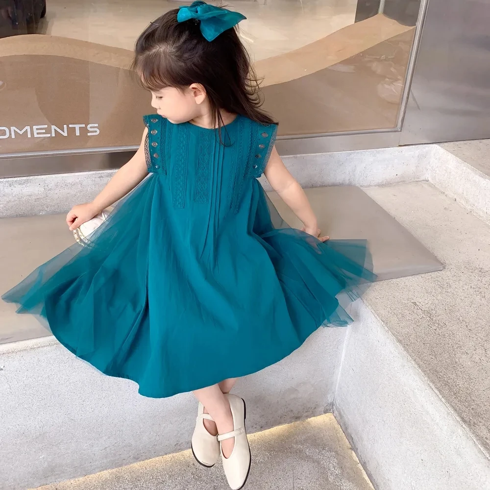 

baby girl dresses summer solid cotton sleeveless dress for girls 2-10 year children's clothing casual dress girl