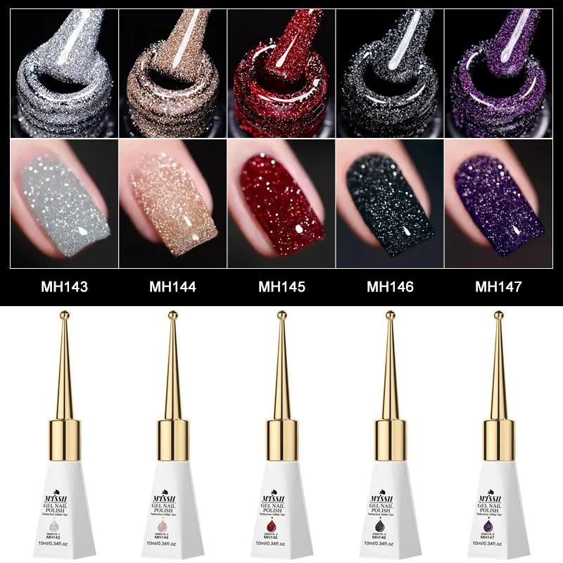 

10 мл сломанный бриллиант Хэллоуин Рождество ногти светоотражающий блестящий гель-лак для ногтей супер сверкающий шампанское красный черный серебряный гель