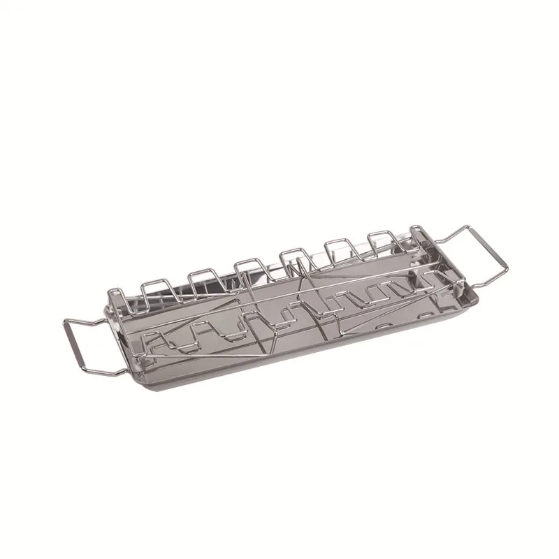 Stainless steel folding grilled chicken leg rack, barbecue grill, barbecue plate, barbecue grill, with bottom tray, BBQ