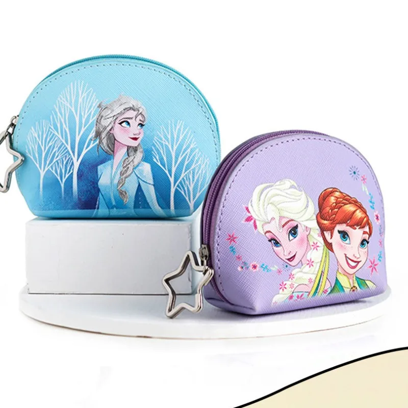 Disney Coin Purse Elsa Keychains Cases Girls Anna Cute Wallet Women Printed Frozen Pouch Clutch Bag Kawaii Kids Purses Small PU