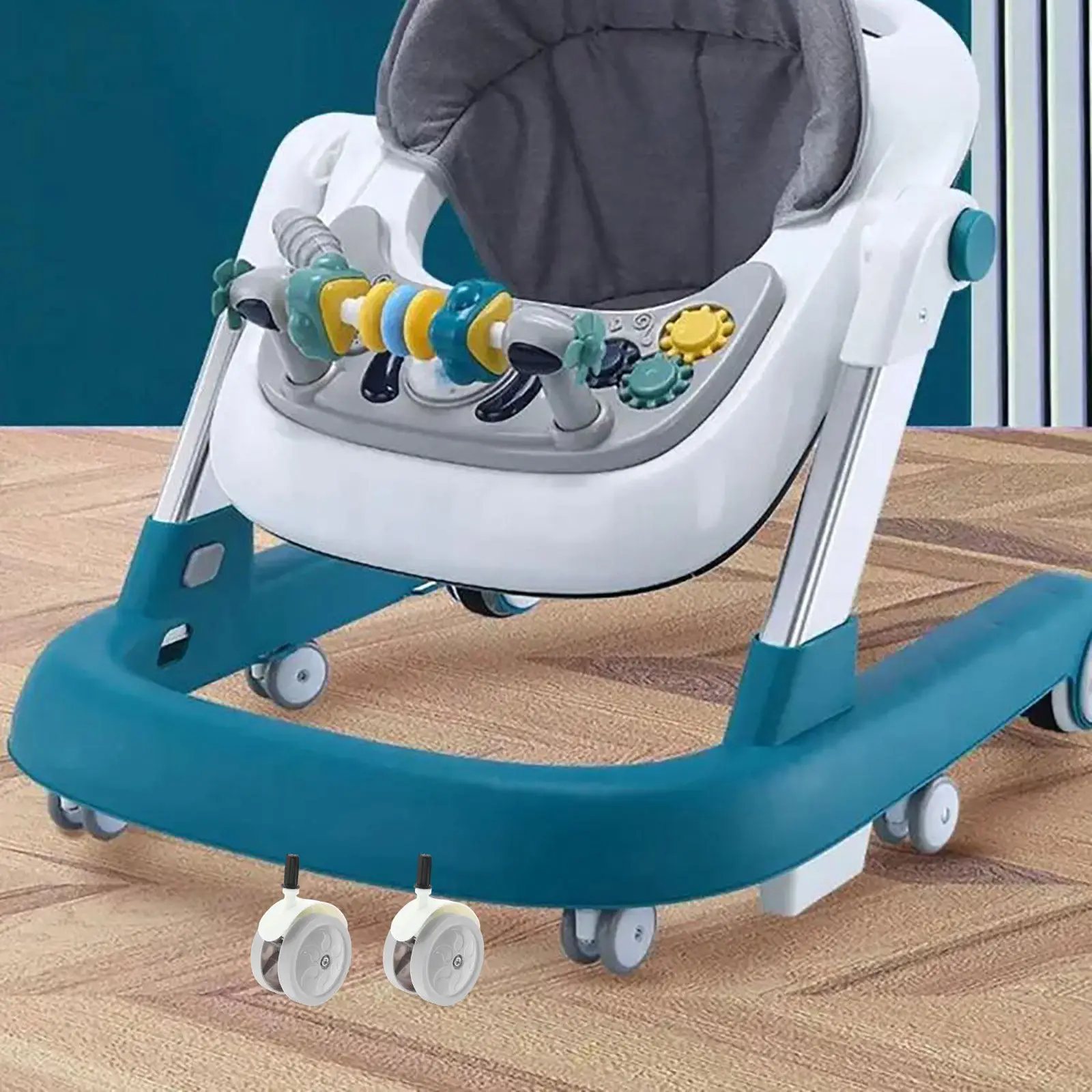 4Pcs Baby Walker Replacement Wheels Plastic Stroller Wheel Parts Silent Glides Easy Install Universal Quiet Swivel Casters
