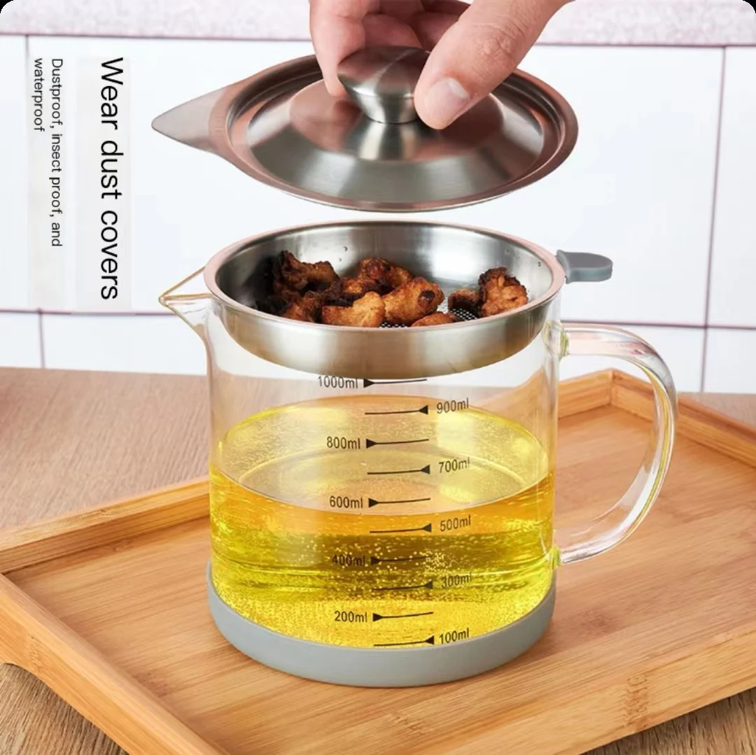 Set di Dispenser per bottiglie di olio d'oliva con condimento per salsa di aceto in vetro borosilicato trasparente da cucina con manico