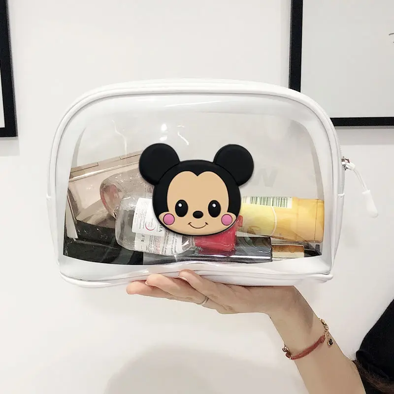 Disney Cartoon Mickey Minnie Portable Cosmetic Bag Travel Portable Wash Bag Beauty Waterproof Transparent Storage Bag