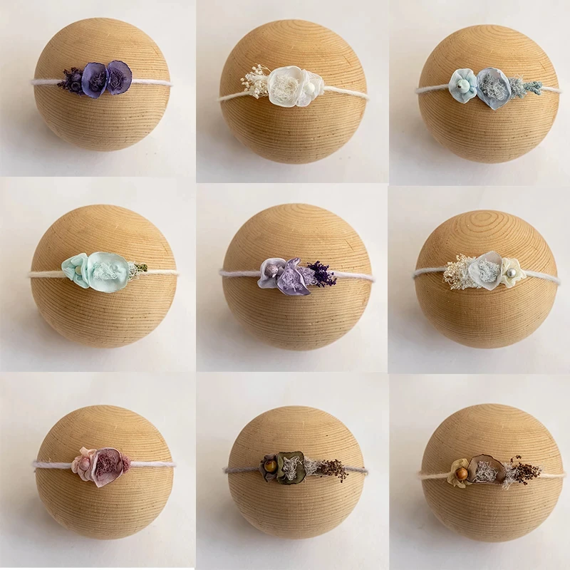 Newborn Photography Headband Adjustable Artificial Flower Headband 0-3 Months Baby Photography Headband Photo Studio Accessories