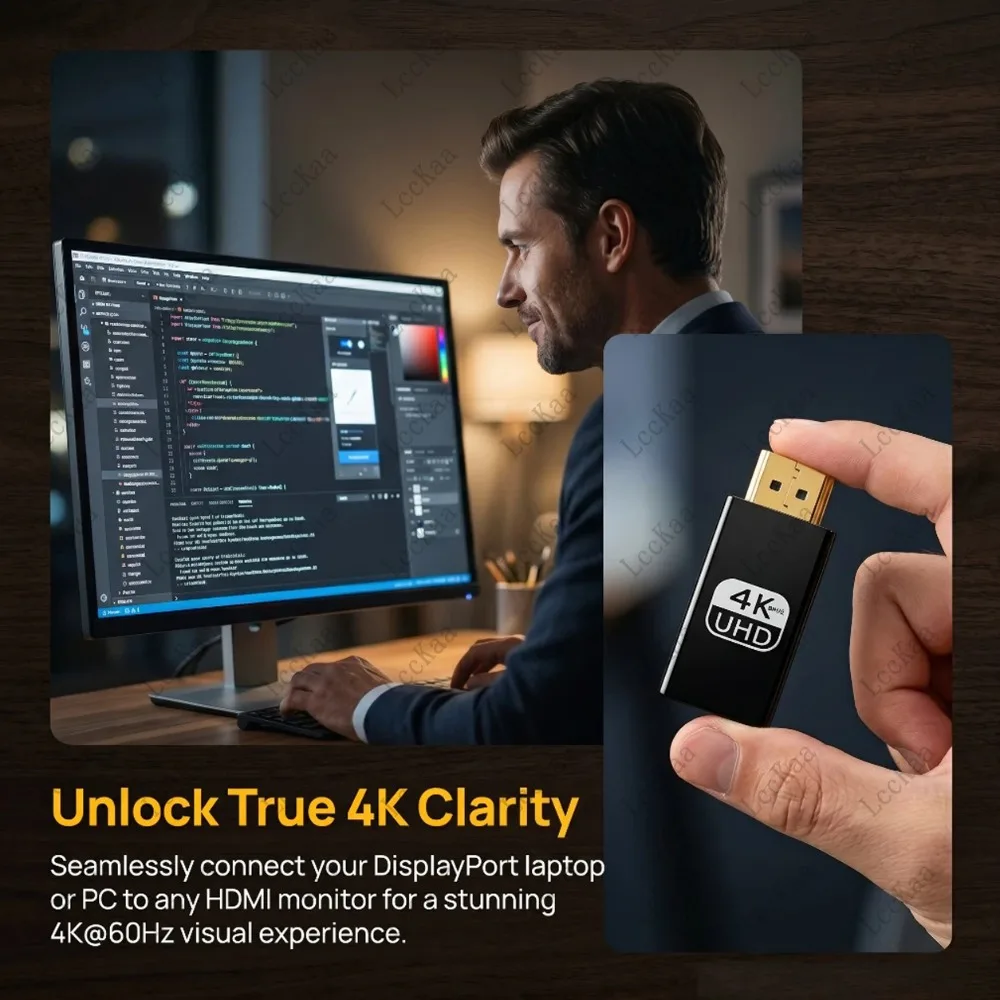 4K@60Hz DP To HDMI-compatible Adapter DisplayPort DP To HDMI HDTV Male To Female Converter Video Audio for Laptop PC Laptop view 5