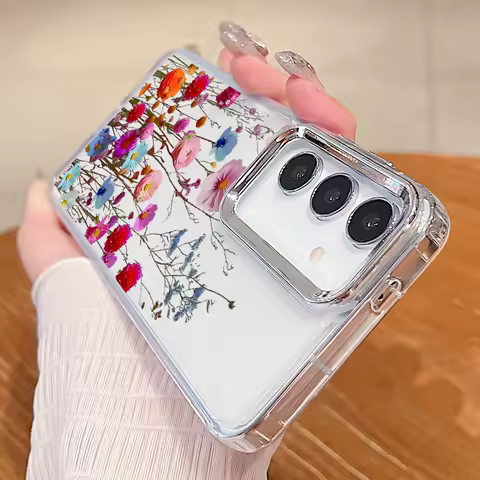 Plating Lens Flower Case For Samsung Galaxy S24 S23 Ultra Capa S22 S21 Ultra S20 FE A52 A53 A16 A14 A34 A15 A25 A35 A55 A54 5G