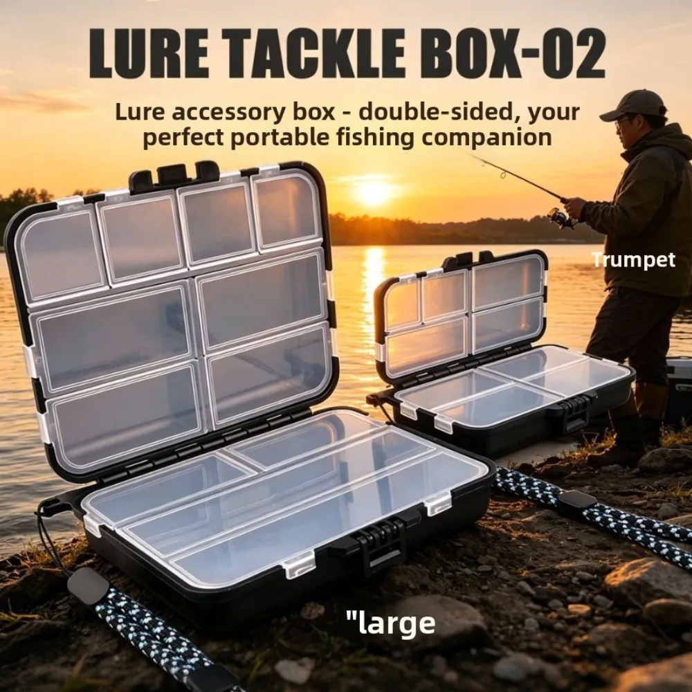 Double-Layer Lure Storage Box for Fishing, Compact Tackle Organizer with Removable Dividers Fishing Accessories Box