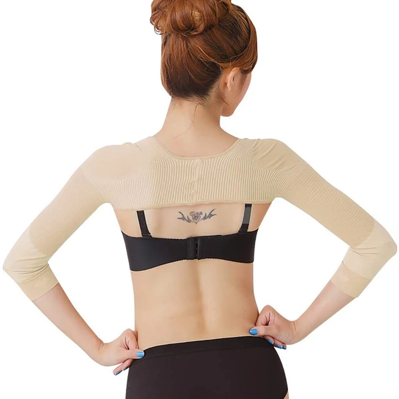 Women's Slimming Arm Shapers Back Shoulder Support Wrap Brace Compression Arm Sleeves Posture Corrector Humpback Shaperwear