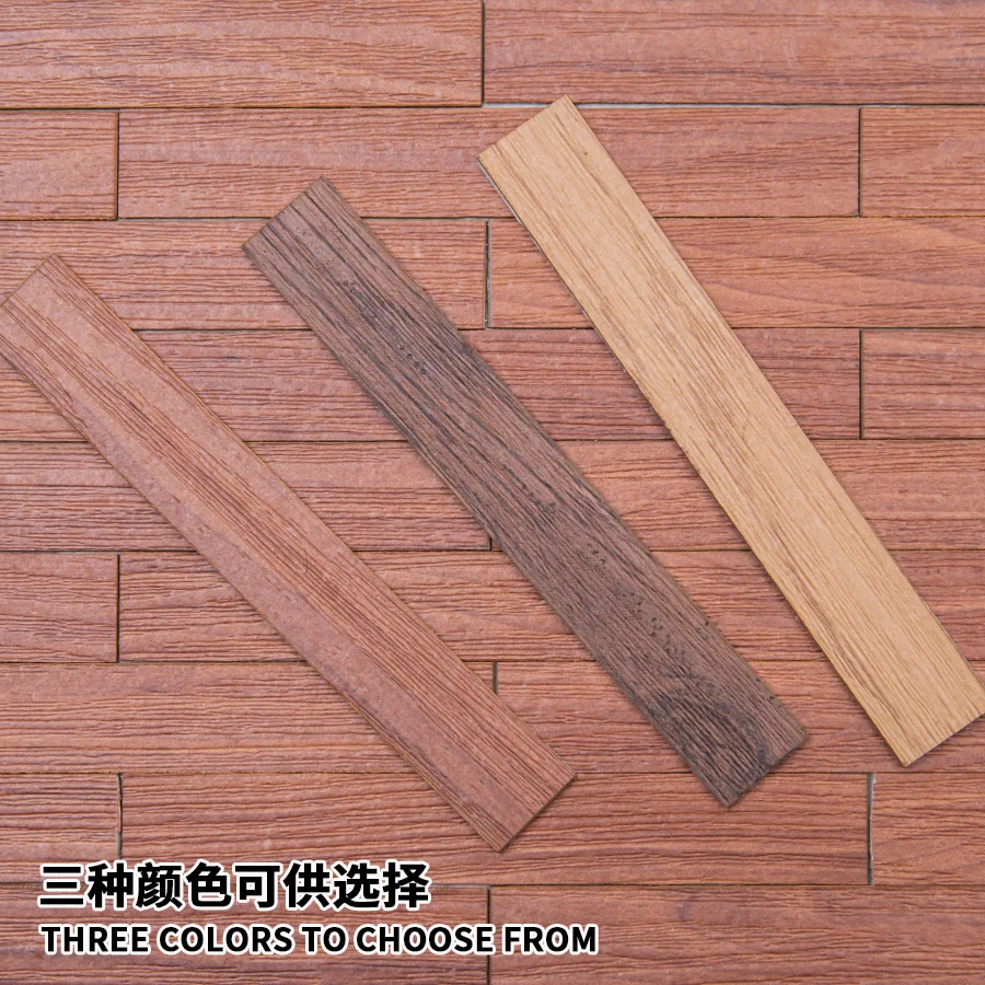 20Pcs Miniature Self Adhesive Wooden Floor Building Model Kitchen Living Room Indoor Wall Stickers Wood Grain For Dollhouse Kits