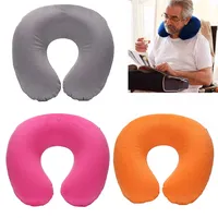 Car Air Flight Office Inflatable Neck Pillow U-shaped Travel Pillow Short Plush Cover PVC Support Headrest Soft Nursing Cushion