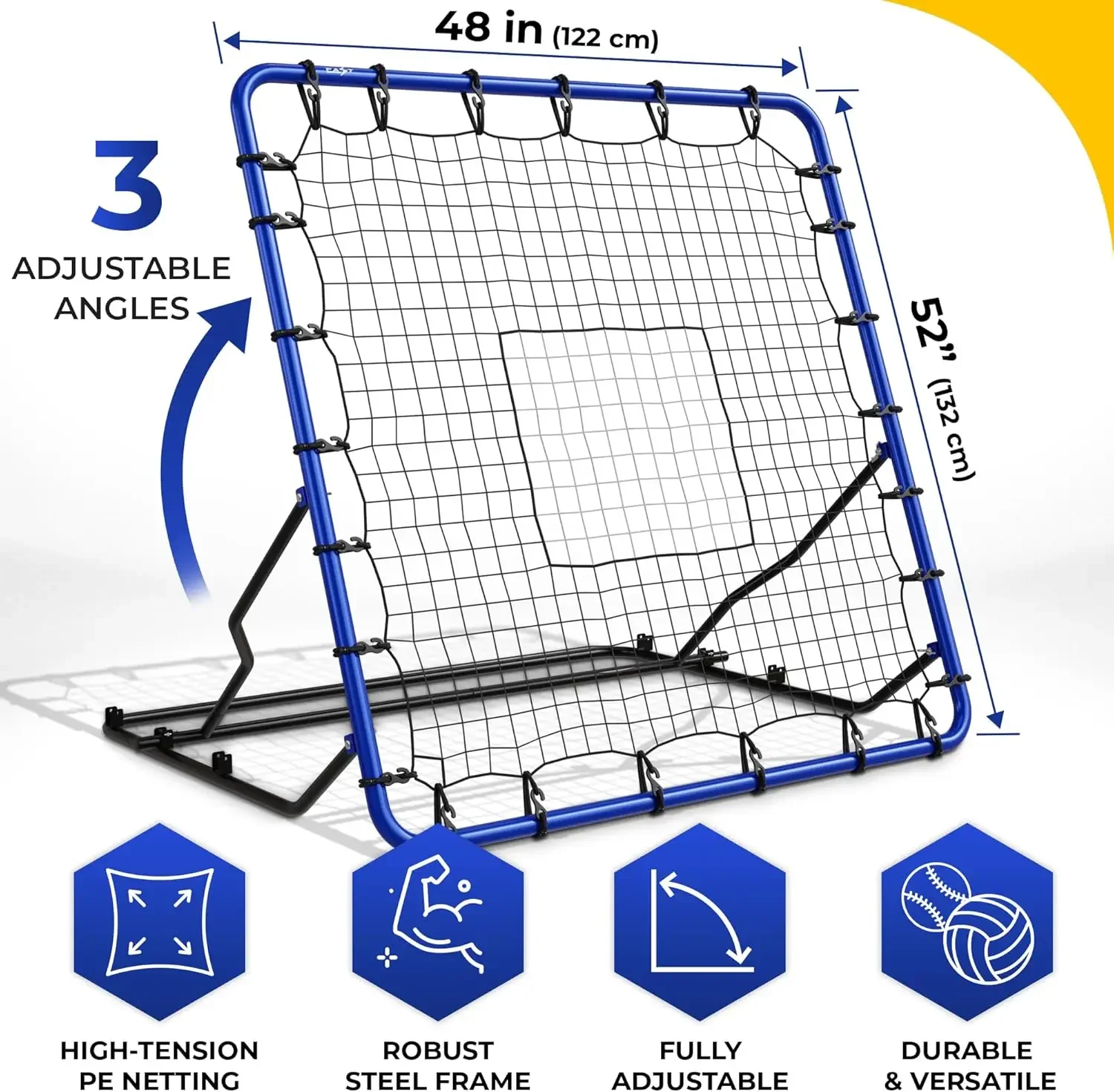 Volleyball Rebounder Net - Adjustable Volleyball Practice Net w Robust Steel Frame & PE Netting - Easy Setup Soccer Rebounder Ne