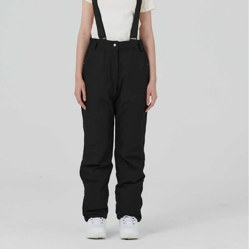 سروال تزلج قشرة قماش مرنة ولوحة مزدوجة فضفاضة مقاومة للرياح ومقاومة للماء ودافئة