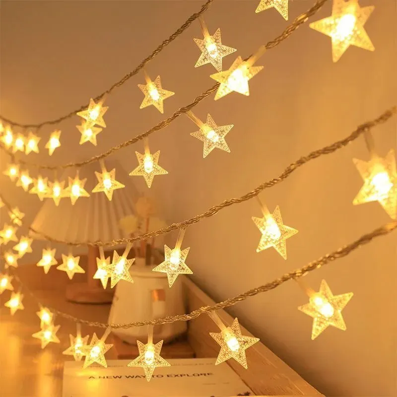 Perfect Combination of Stars and Balls (Warm White), 1.5-meter 10 Lamp (Battery Version)LED Internet Celebrity Star Light Atmosp