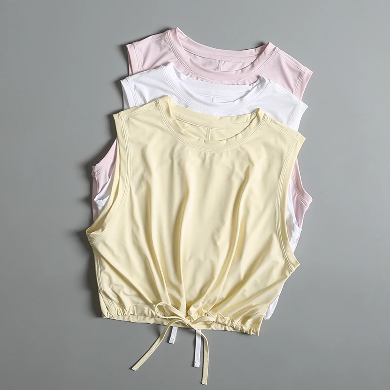 

Yoga Suits for Women in Summer Thin Breathable Loose Sports Vest T-shirt Running High-end Temperament Fitness Suit Sleeveless