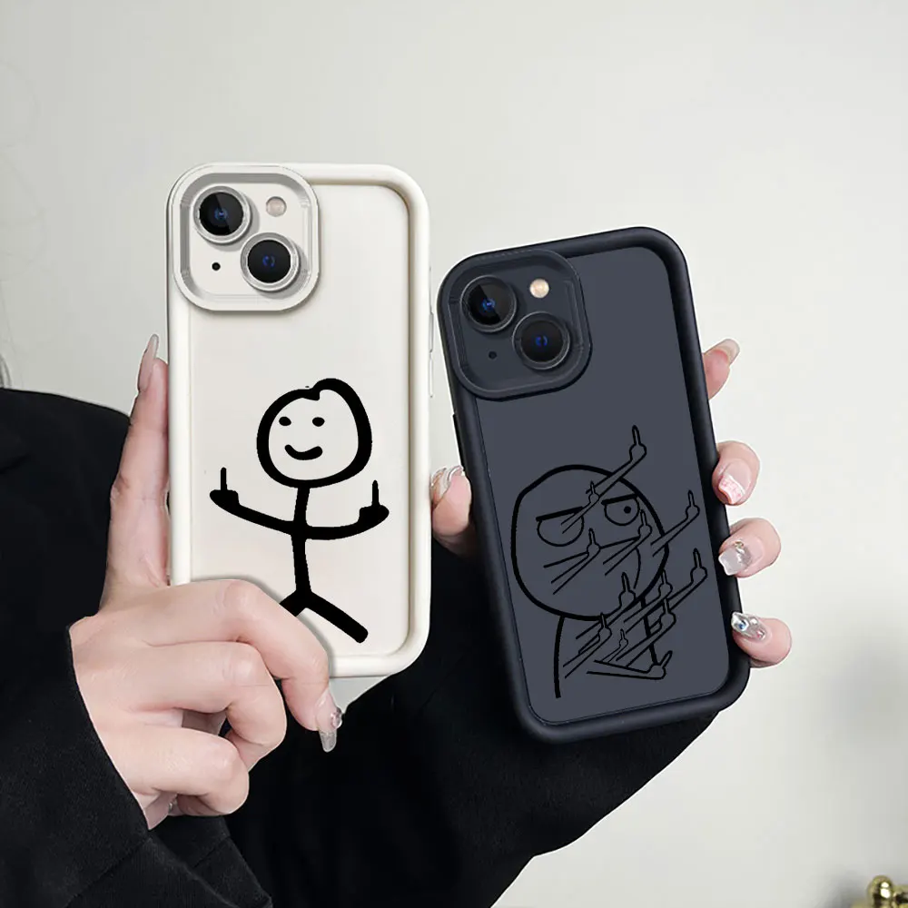 Cartoon Matchman Men Middle Finger Case For OPPO A98 A96 A94 A93 A92 A52 A78 A76 A74 A72 A58 A57 A55 A54 A53S S53 A38 A31 Cover