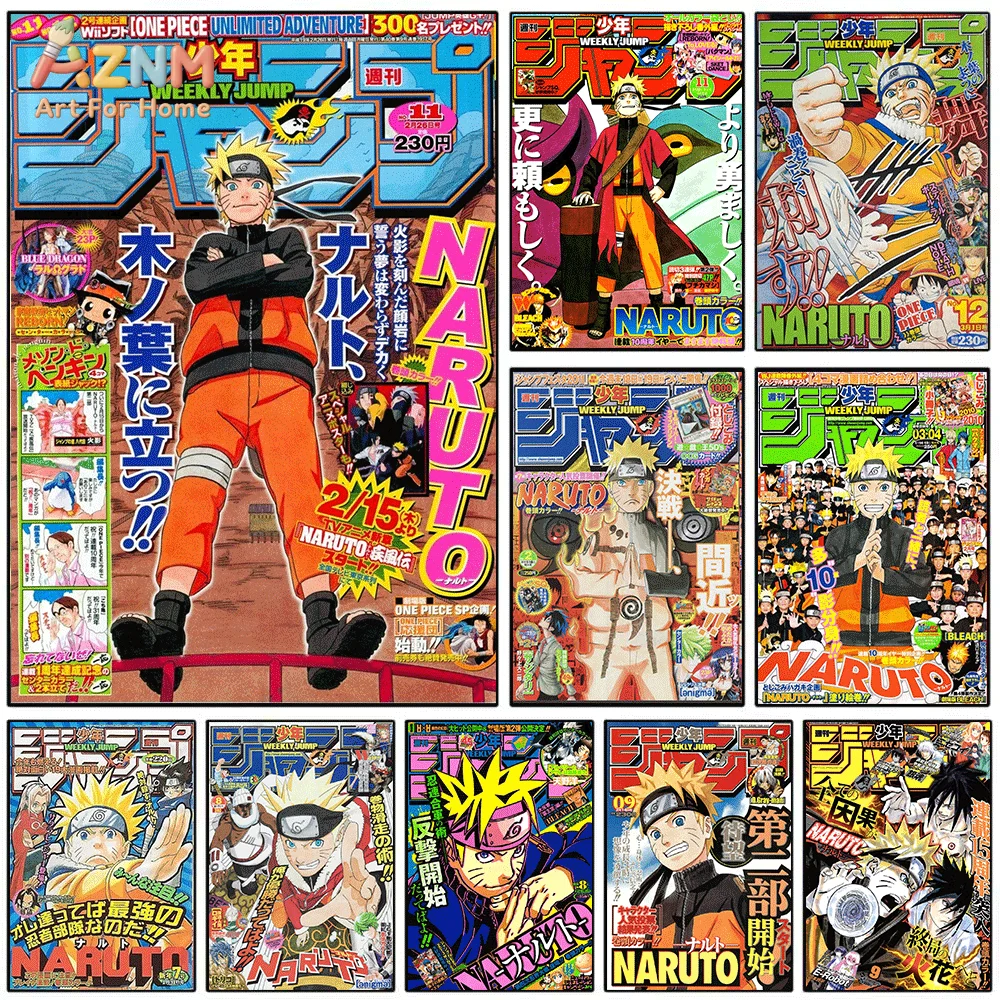 AZNM Naruto Uzumaki Sage Mode Weekly Shonen Jump Magazine Cover Canvas Wall Art Single Frameless Anime Print Poster For Teen B