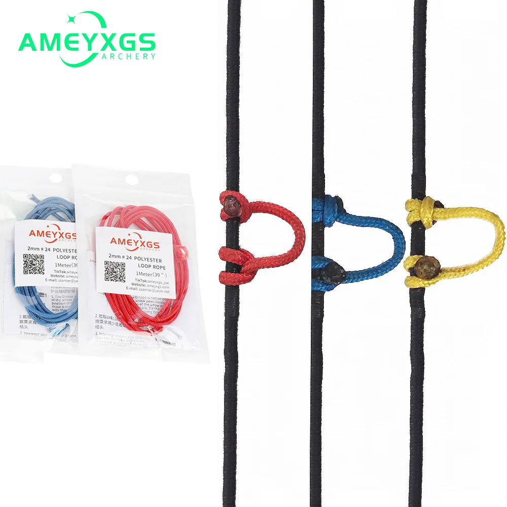 1Meters Compound Bow D Loop PE Release String Nocking D Ring Buckle Rope Bow Release U Rope Release Aid Archery Accessories