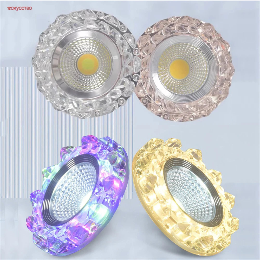 

Tea Colored Crystal Luxury Rgb Led Downlight Interior Fashion Home Decor Bar Counter Cafe Restaurant Aisle Embedded Spotlights